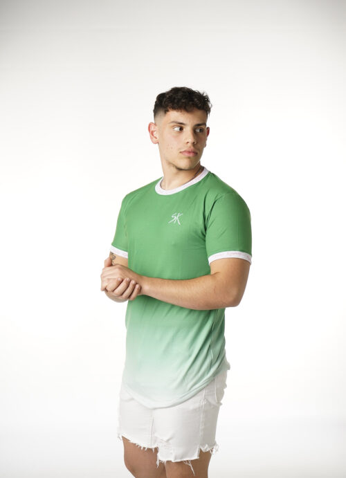 Gradient Green T-Shirt With Brand Inscription - Imagen 2